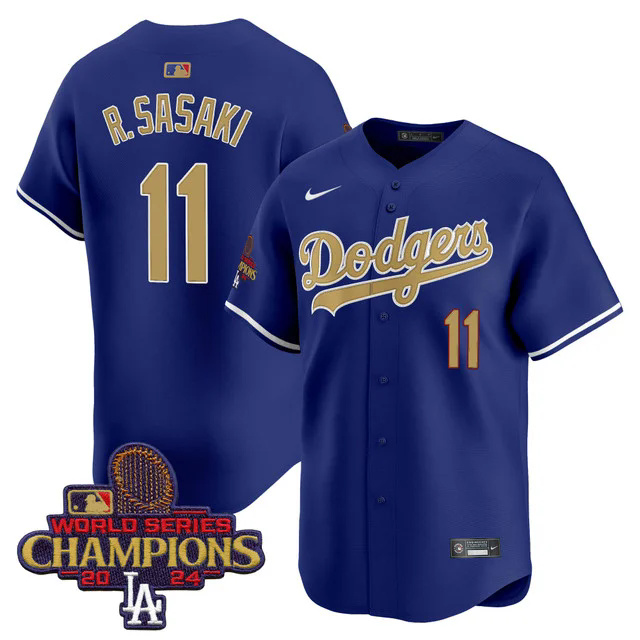 Men's Dodgers 2025 Gold Vapor Premier Limited Jersey blue #11 ROKI SASAKI.webp