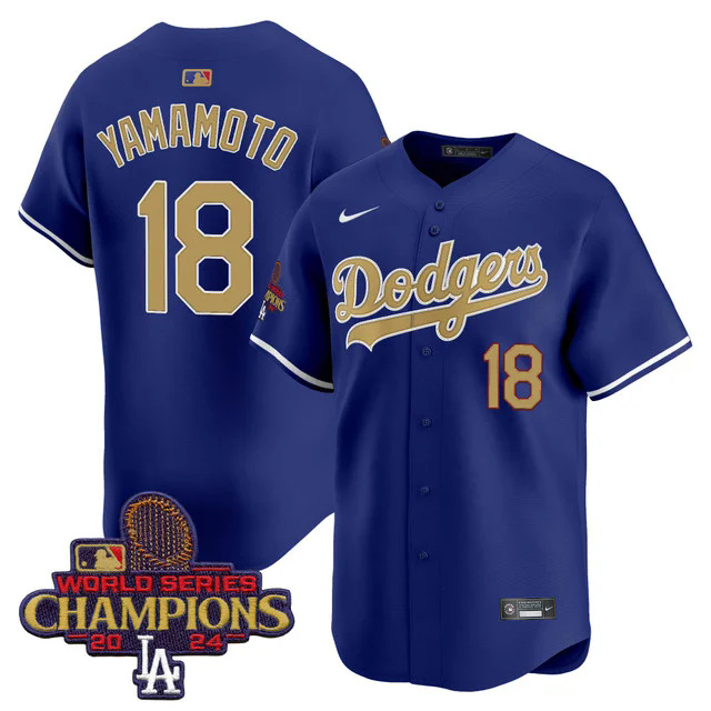 Men's Dodgers 2025 Gold Vapor Premier Limited Jersey blue #18 YAMAMOTO.webp
