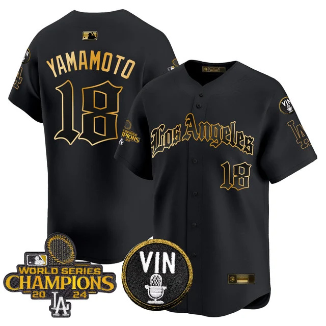 Men's Dodgers 2025 LA Gothic Style Gold Vapor Premier Limited Jersey - All Stitched black gold yamamoto