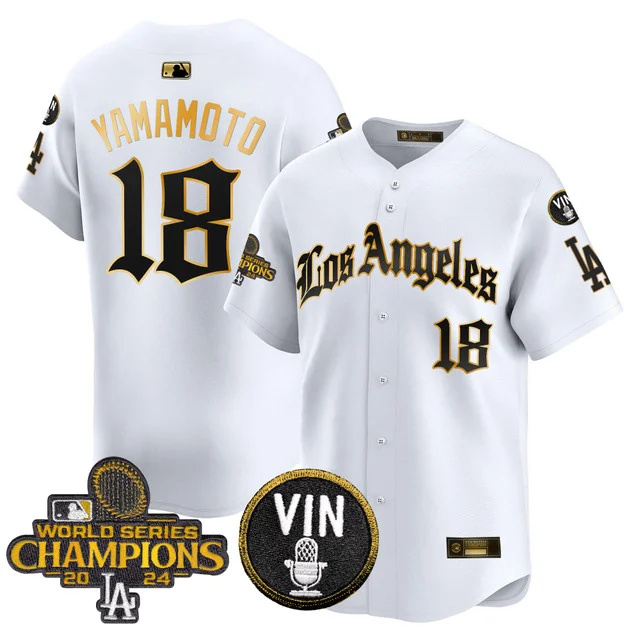 Men's Dodgers 2025 LA Gothic Style Gold Vapor Premier Limited Jersey - All Stitched white gold yamamoto