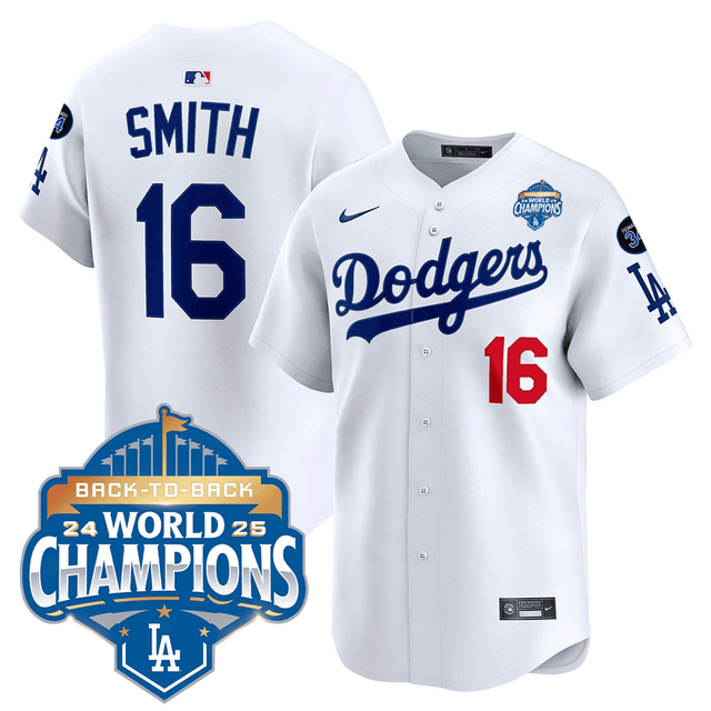 Men's Dodgers 2025 World Series - Back To Back Champions Vapor Premier Limited Jersey V2 #16 Smith