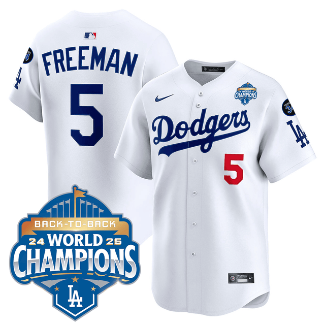Men's Dodgers 2025 World Series - Back To Back Champions Vapor Premier Limited Jersey V2 #5 Freddie Freeman
