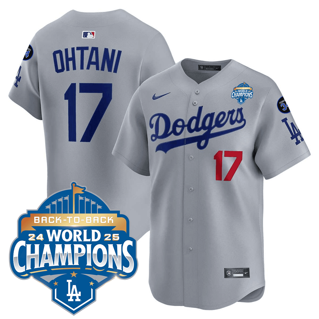Men's Dodgers 2025 World Series - Back To Back Champions Vapor Premier Limited Jersey V2 gray #17 Shohei Ohtani
