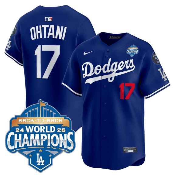 Men's Dodgers 2025 World Series - Back To Back Champions Vapor Premier Limited Jersey V2 royal #17 Shohei Ohtani