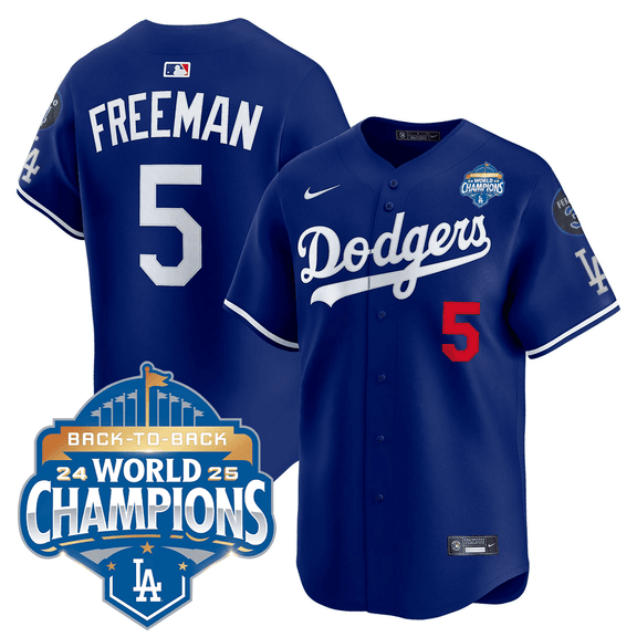 Men's Dodgers 2025 World Series - Back To Back Champions Vapor Premier Limited Jersey V2 royal #5 Freddie Freeman