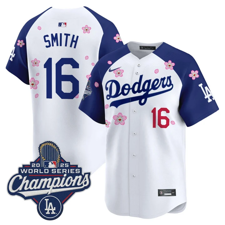 Men's Dodgers 2025 World Series Champions x Tokyo Series Vapor Premier Limited Jersey ALTERNATE#16 WILL  SMITH