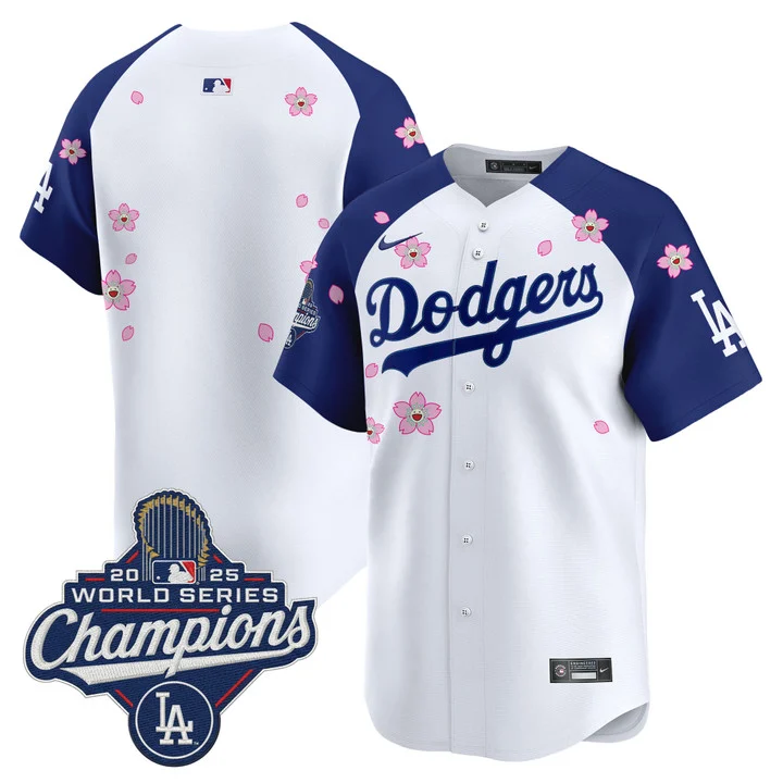Men's Dodgers 2025 World Series Champions x Tokyo Series Vapor Premier Limited Jersey ALTERNATE BLANK