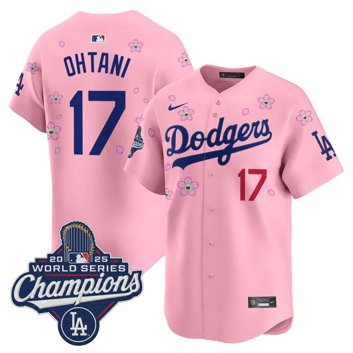 Men's Dodgers 2025 World Series Champions x Tokyo Series Vapor Premier Limited Jersey CHERRY BLOSSOM#17 SHOHEI OHTANI