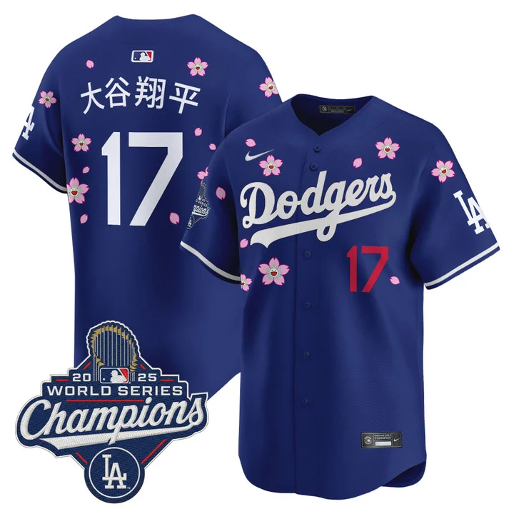 Men's Dodgers 2025 World Series Champions x Tokyo Series Vapor Premier Limited Jersey ROYAL#17 SHOHEI OHTANI(KANJI)