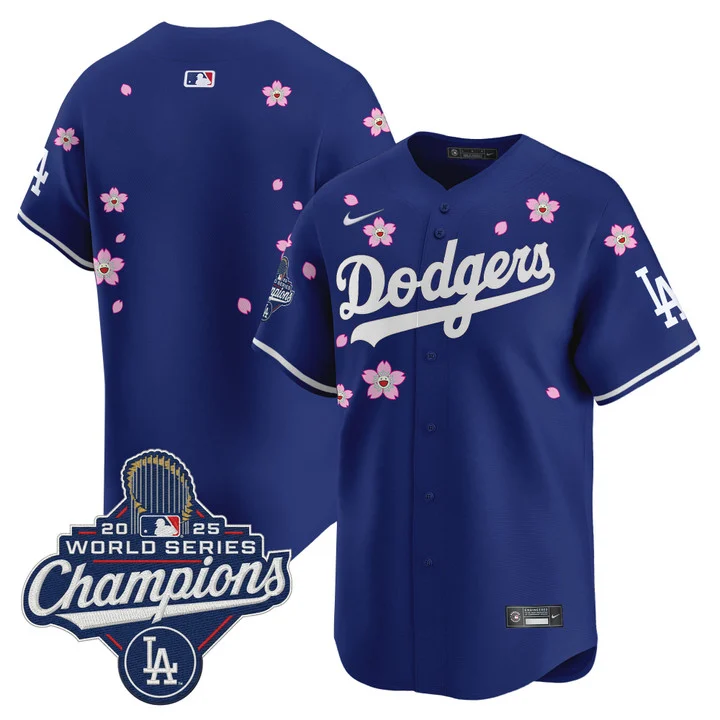 Men's Dodgers 2025 World Series Champions x Tokyo Series Vapor Premier Limited Jersey ROYAL BLANK