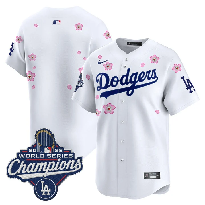 Men's Dodgers 2025 World Series Champions x Tokyo Series Vapor Premier Limited Jersey WHITE BLANK
