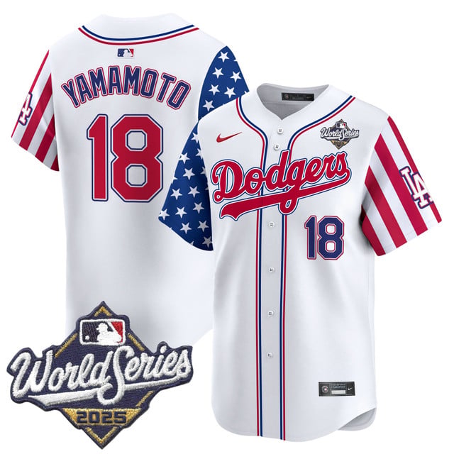 Men's Dodgers 2025 World Series Vapor Premier Limited Jersey - American Style #18 Yamamoto