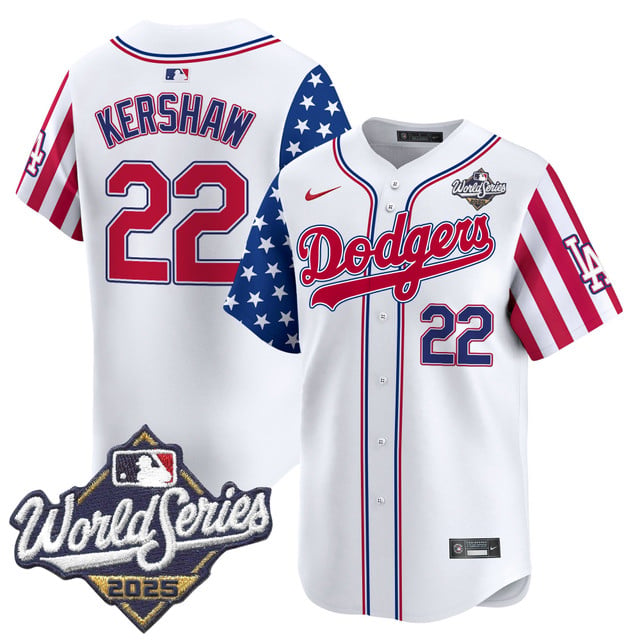 Men's Dodgers 2025 World Series Vapor Premier Limited Jersey - American Style #22 Clayton Kershaw