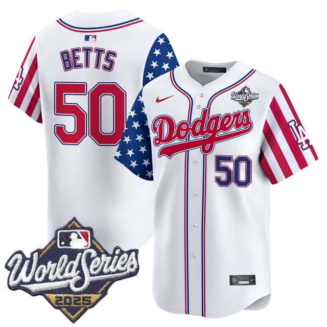 Men's Dodgers 2025 World Series Vapor Premier Limited Jersey - American Style #50 Mookie Betts