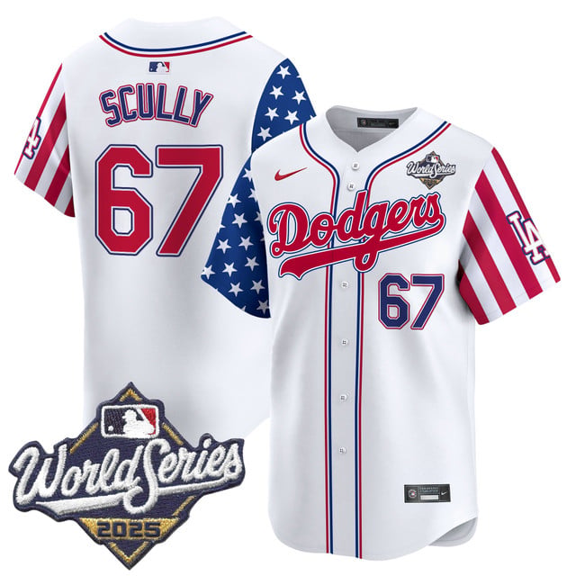 Men's Dodgers 2025 World Series Vapor Premier Limited Jersey - American Style #67 Vin Scully