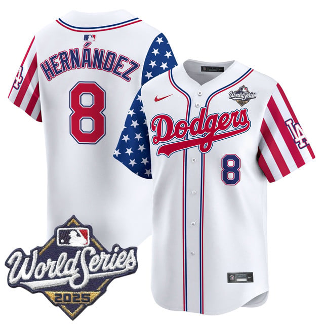 Men's Dodgers 2025 World Series Vapor Premier Limited Jersey - American Style #8 Kike Hernandez
