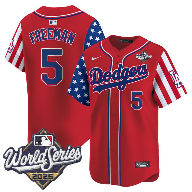 Men's Dodgers 2025 World Series Vapor Premier Limited Jersey - American Style red #5 Freddie Freeman
