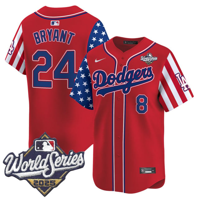 Men's Dodgers 2025 World Series Vapor Premier Limited Jersey - American Style red #8 Kobe Bryant