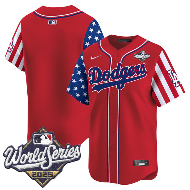 Men's Dodgers 2025 World Series Vapor Premier Limited Jersey - American Style red blank