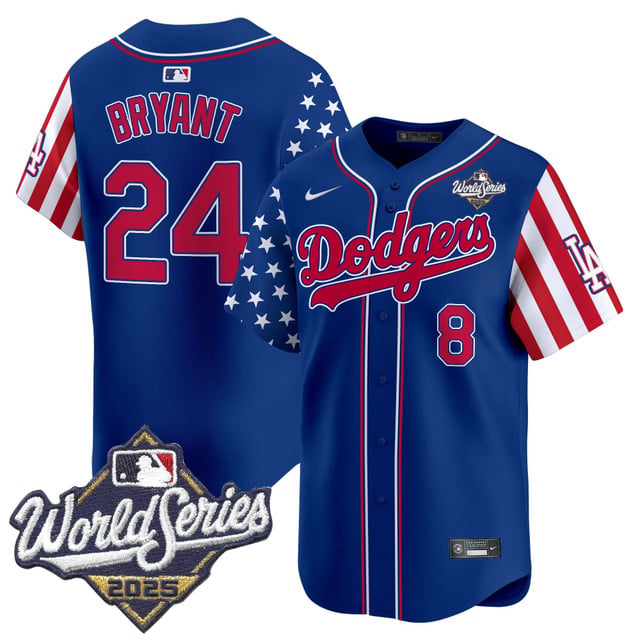 Men's Dodgers 2025 World Series Vapor Premier Limited Jersey - American Style royal #8 Kobe Bryant