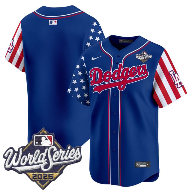 Men's Dodgers 2025 World Series Vapor Premier Limited Jersey - American Style royal blank
