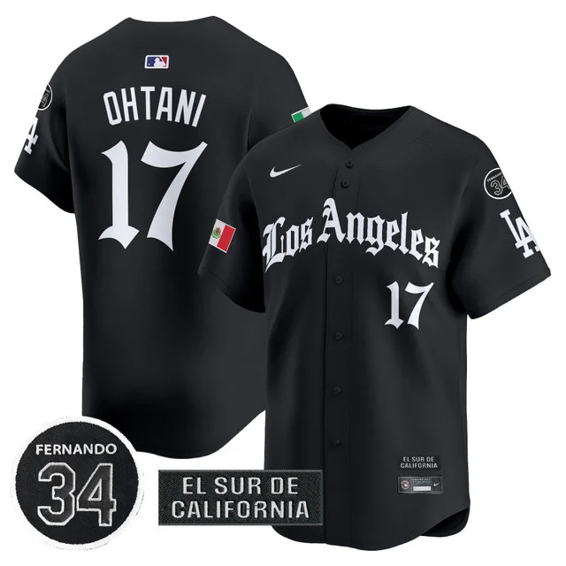 Men's Dodgers Mexico 2025 LA Gothic Style Patch Vapor Premier Limited Jersey #17 SHOHEI OHTANI.webp