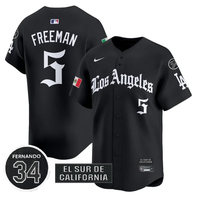 Men's Dodgers Mexico 2025 LA Gothic Style Patch Vapor Premier Limited Jersey #5 FREDDIE FREEMAN.webp