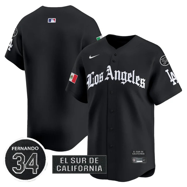 Men's Dodgers Mexico 2025 LA Gothic Style Patch Vapor Premier Limited Jersey BLANK.webp