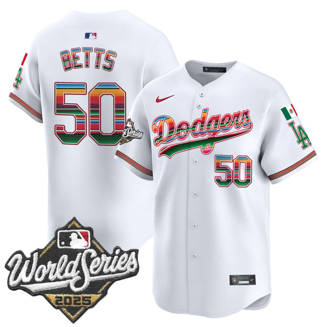 Men's Dodgers Mexico 2025 World Series Vapor Premier Limited Jersey #50 Mookie Betts