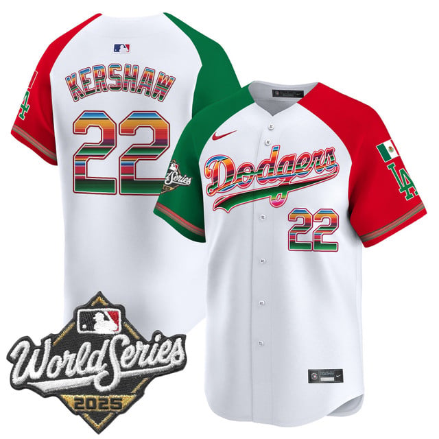 Men's Dodgers Mexico 2025 World Series Vapor Premier Limited Jersey alternate #22 Clayton Kershaw