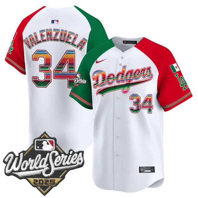 Men's Dodgers Mexico 2025 World Series Vapor Premier Limited Jersey alternate #34 Fernando Valenzuela