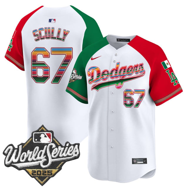 Men's Dodgers Mexico 2025 World Series Vapor Premier Limited Jersey alternate #67 Vin Scully