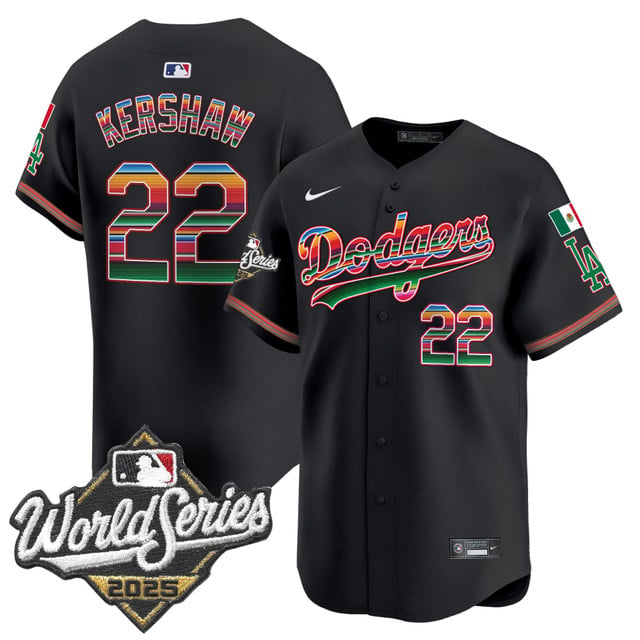 Men's Dodgers Mexico 2025 World Series Vapor Premier Limited Jersey black #22 Clayton Kershaw