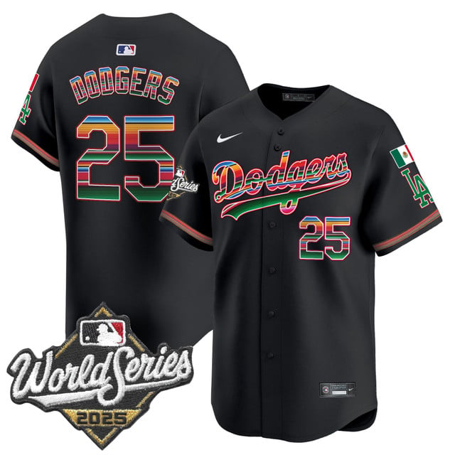 Men's Dodgers Mexico 2025 World Series Vapor Premier Limited Jersey black #25 Dodgers