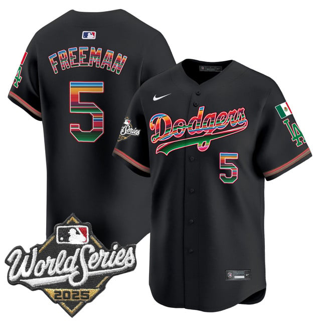 Men's Dodgers Mexico 2025 World Series Vapor Premier Limited Jersey black #5 Freddie Freeman