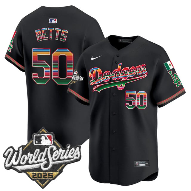 Men's Dodgers Mexico 2025 World Series Vapor Premier Limited Jersey black #50 Mookie Betts