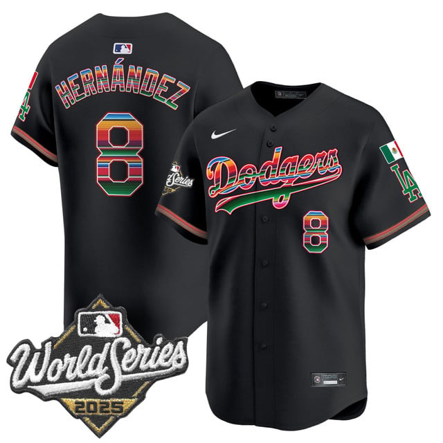 Men's Dodgers Mexico 2025 World Series Vapor Premier Limited Jersey black #8 Kike Hernandez