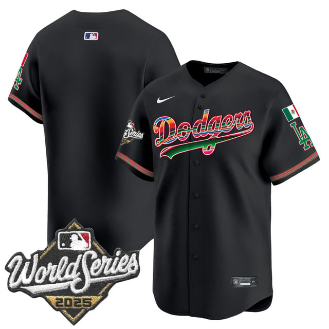 Men's Dodgers Mexico 2025 World Series Vapor Premier Limited Jersey black blank