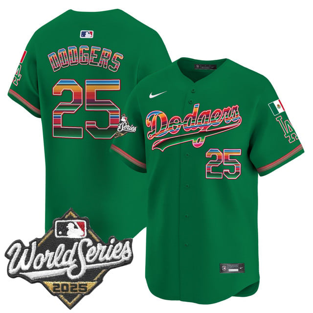 Men's Dodgers Mexico 2025 World Series Vapor Premier Limited Jersey green #25 Dodgers
