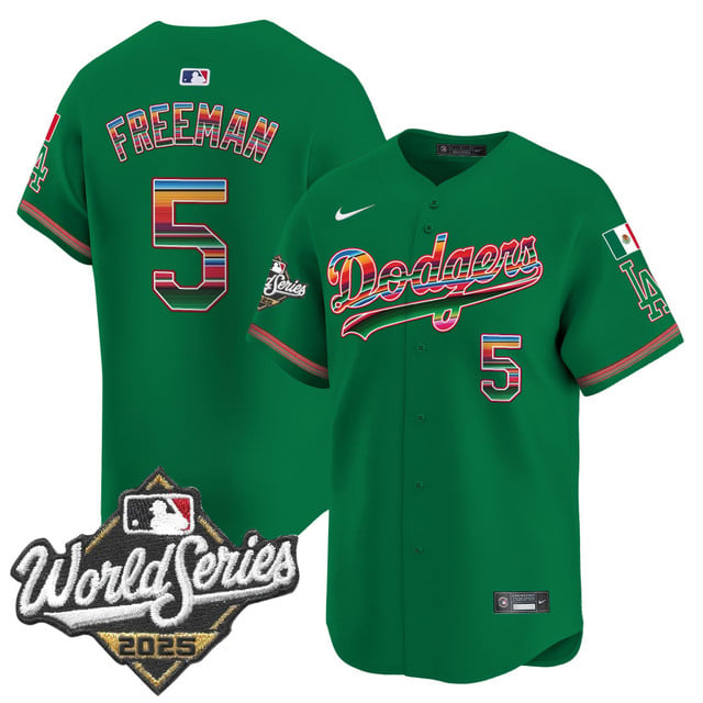 Men's Dodgers Mexico 2025 World Series Vapor Premier Limited Jersey green #5 Freddie Freeman