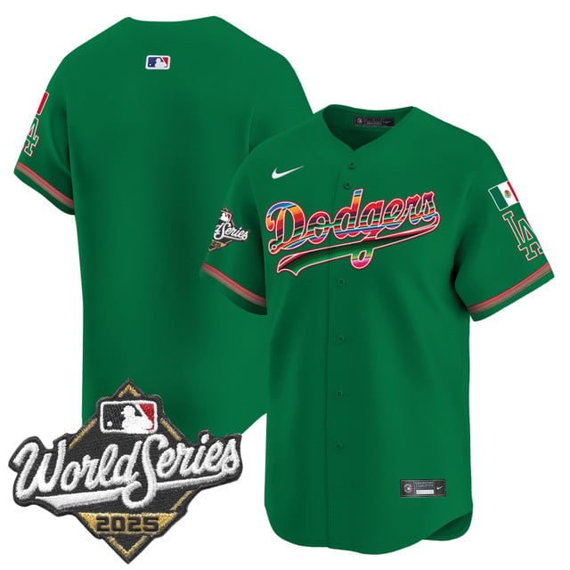 Men's Dodgers Mexico 2025 World Series Vapor Premier Limited Jersey green blank