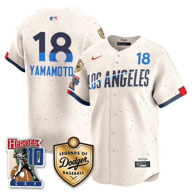 Men's Dodgers Ron Cey Legends Of Dodgers Baseball Jersey CITY CONNECT#18 YAMAMOTO