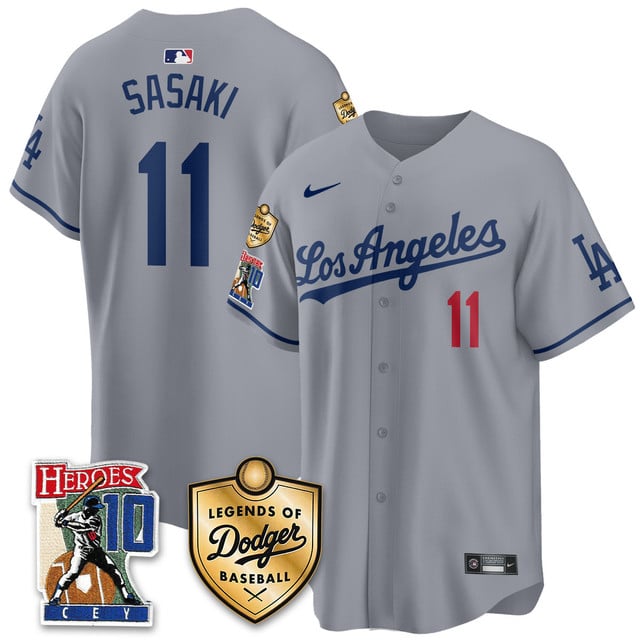 Men's Dodgers Ron Cey Legends Of Dodgers Baseball Jersey GREY#11 ROKI SASAKI