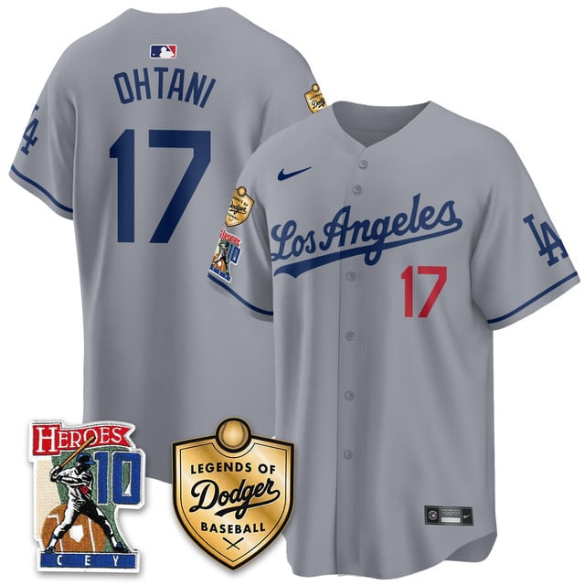 Men's Dodgers Ron Cey Legends Of Dodgers Baseball Jersey GREY#17 SHOHEI OHTANI
