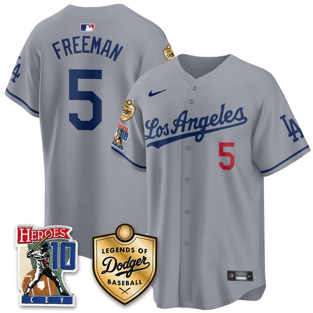 Men's Dodgers Ron Cey Legends Of Dodgers Baseball Jersey GREY#5 FREDDIE FREEMAN