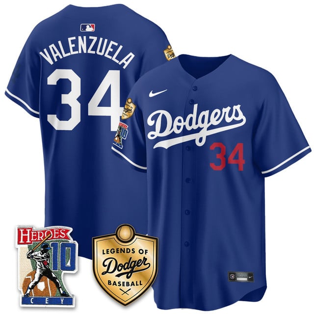 Men's Dodgers Ron Cey Legends Of Dodgers Baseball Jersey ROYAL#34 FERNANDO VALENZUELA