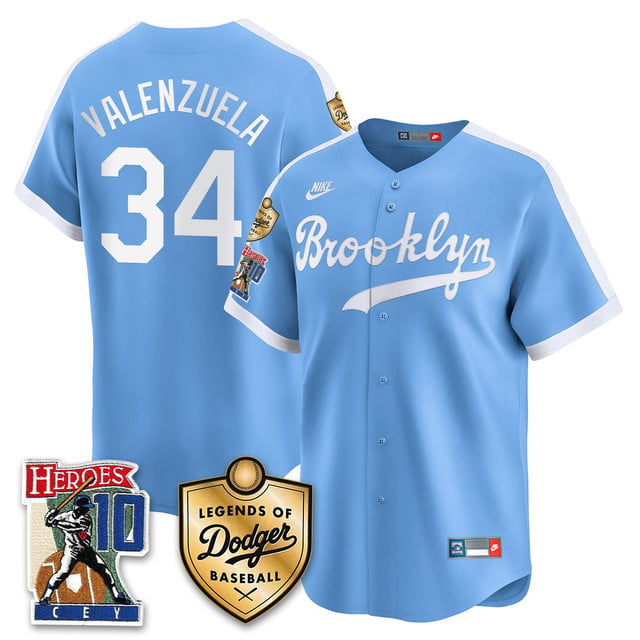Men's Dodgers Ron Cey Legends Of Dodgers Baseball Jersey THROWBACK ROYAL#34 FERNANDO VALENZUELA
