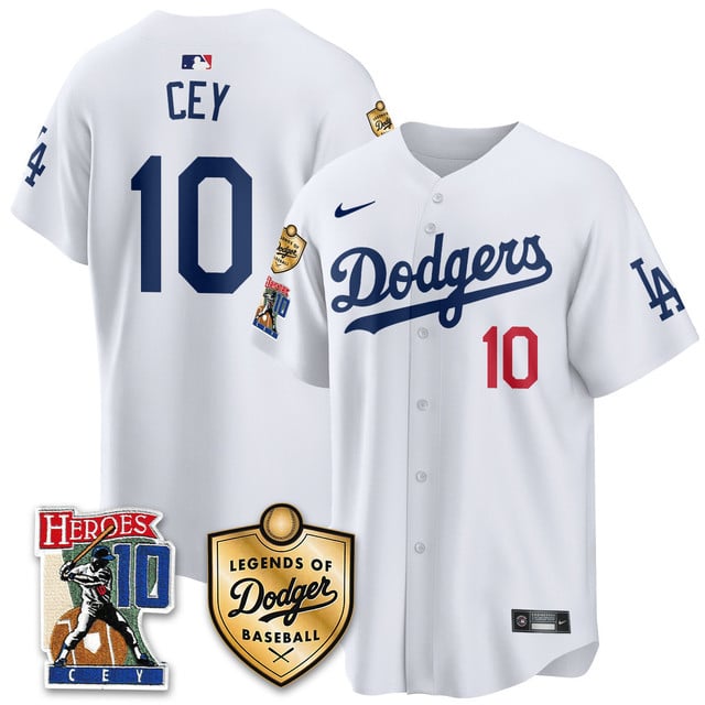 Men's Dodgers Ron Cey Legends Of Dodgers Baseball Jersey WHITE#10 RON CEY