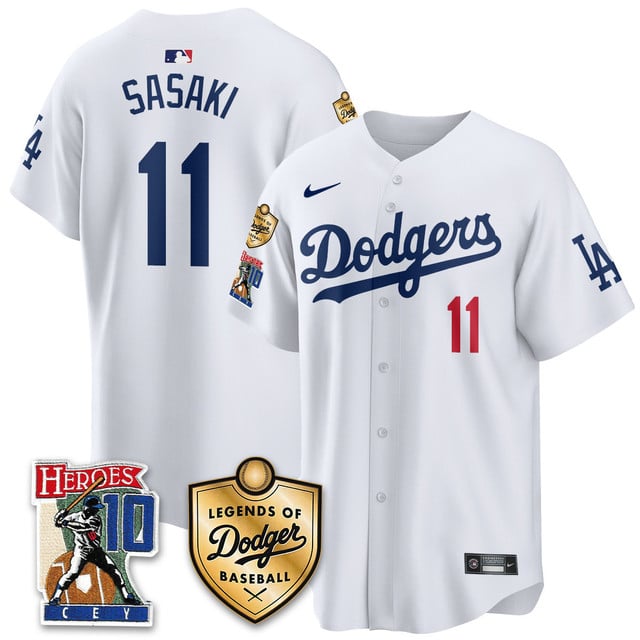 Men's Dodgers Ron Cey Legends Of Dodgers Baseball Jersey WHITE#11 ROKI SASAKI