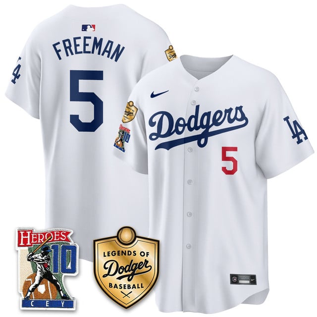 Men's Dodgers Ron Cey Legends Of Dodgers Baseball Jersey WHITE#5 FREDDIE FREEMAN